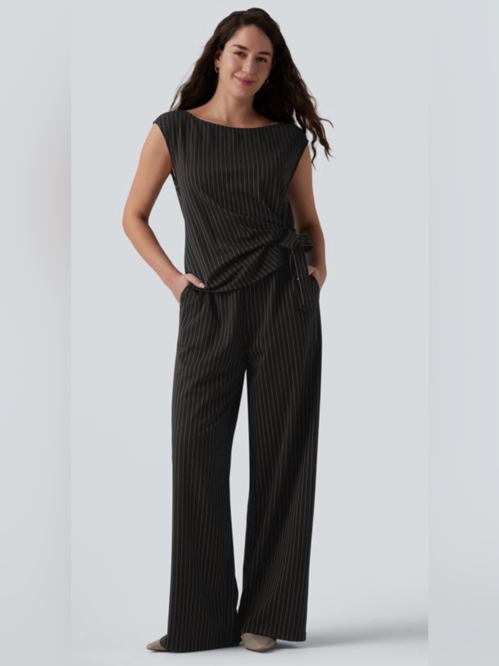 Halara Women's Boat Neck Sleeveless Cool Touch Jumpsuit Size M NWT